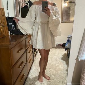 Nasty Gal White Dress with Pearl Accents